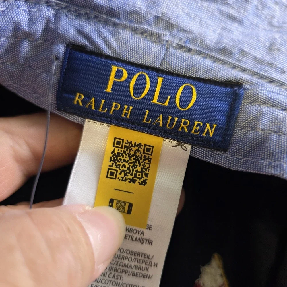 Polo Ralph Lauren USA Flag Embroidered Bucket Hat L/XL Patriotic Blue Unisex